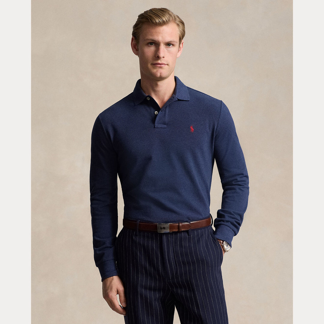 POLO Ralph Lauren Custom Slim Fit Mesh Polo Shirt-100% katoen-HEREN POLO'S & T-SHIRTS-Blauw