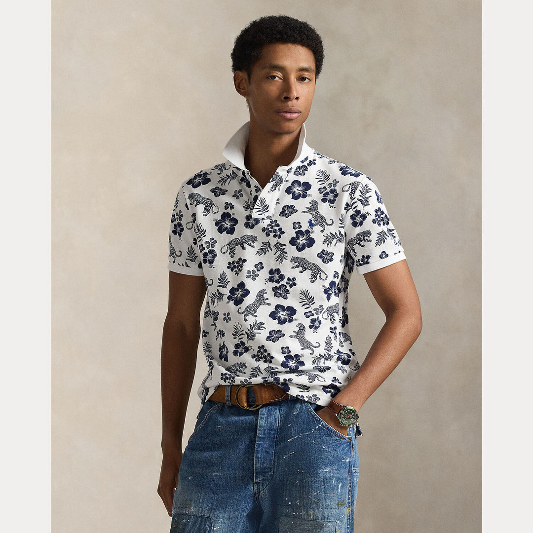 POLO Ralph Lauren Custom Slim Fit Tropical Polo-100% katoen-HEREN POLO'S & T-SHIRTS-Wit