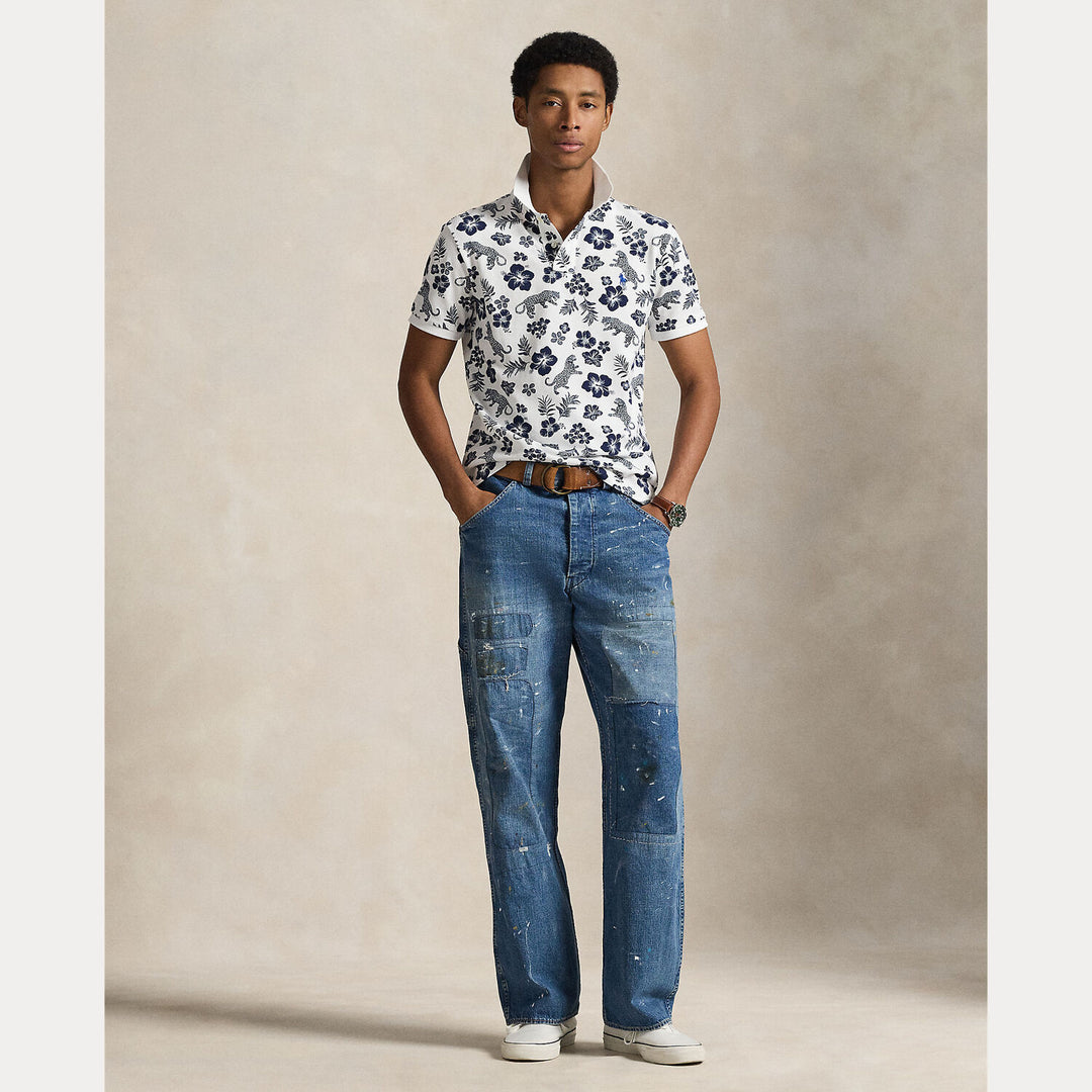 POLO Ralph Lauren Custom Slim Fit Tropical Polo-100% katoen-HEREN POLO'S & T-SHIRTS-Wit
