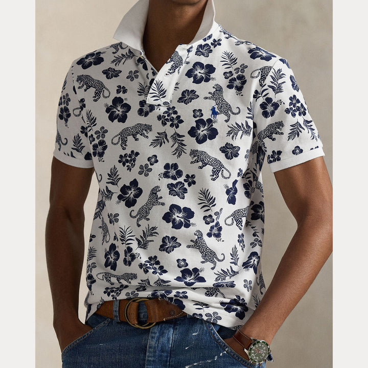 POLO Ralph Lauren Custom Slim Fit Tropical Polo-100% katoen-HEREN POLO'S & T-SHIRTS-Wit