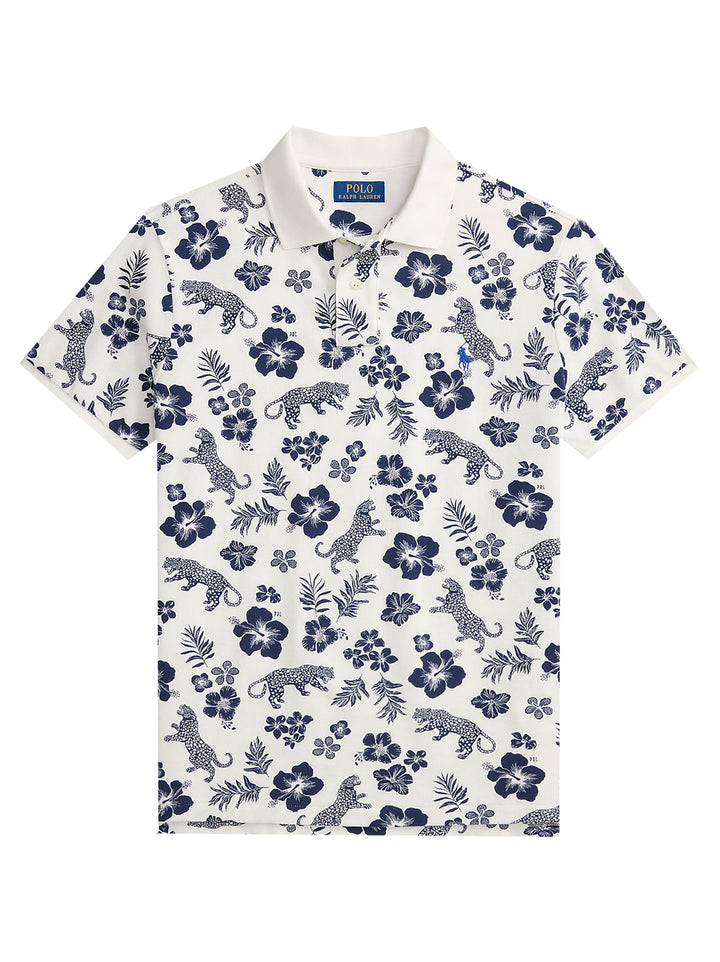 POLO Ralph Lauren Custom Slim Fit Tropical Polo-100% katoen-HEREN POLO'S & T-SHIRTS-Wit