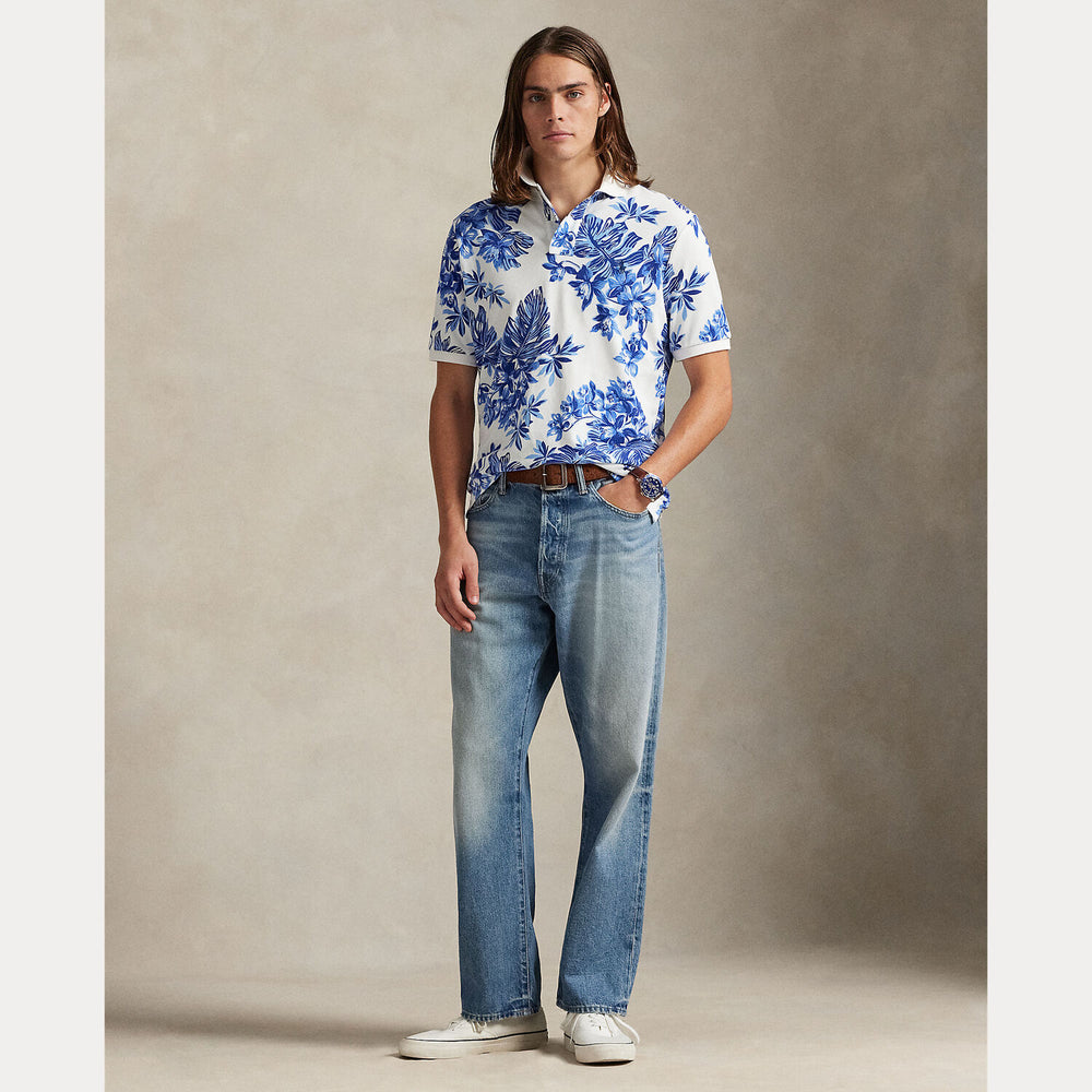 POLO Ralph Lauren Custom Slim Fit Tropical Polo-100% katoen-HEREN POLO'S & T-SHIRTS-Wit