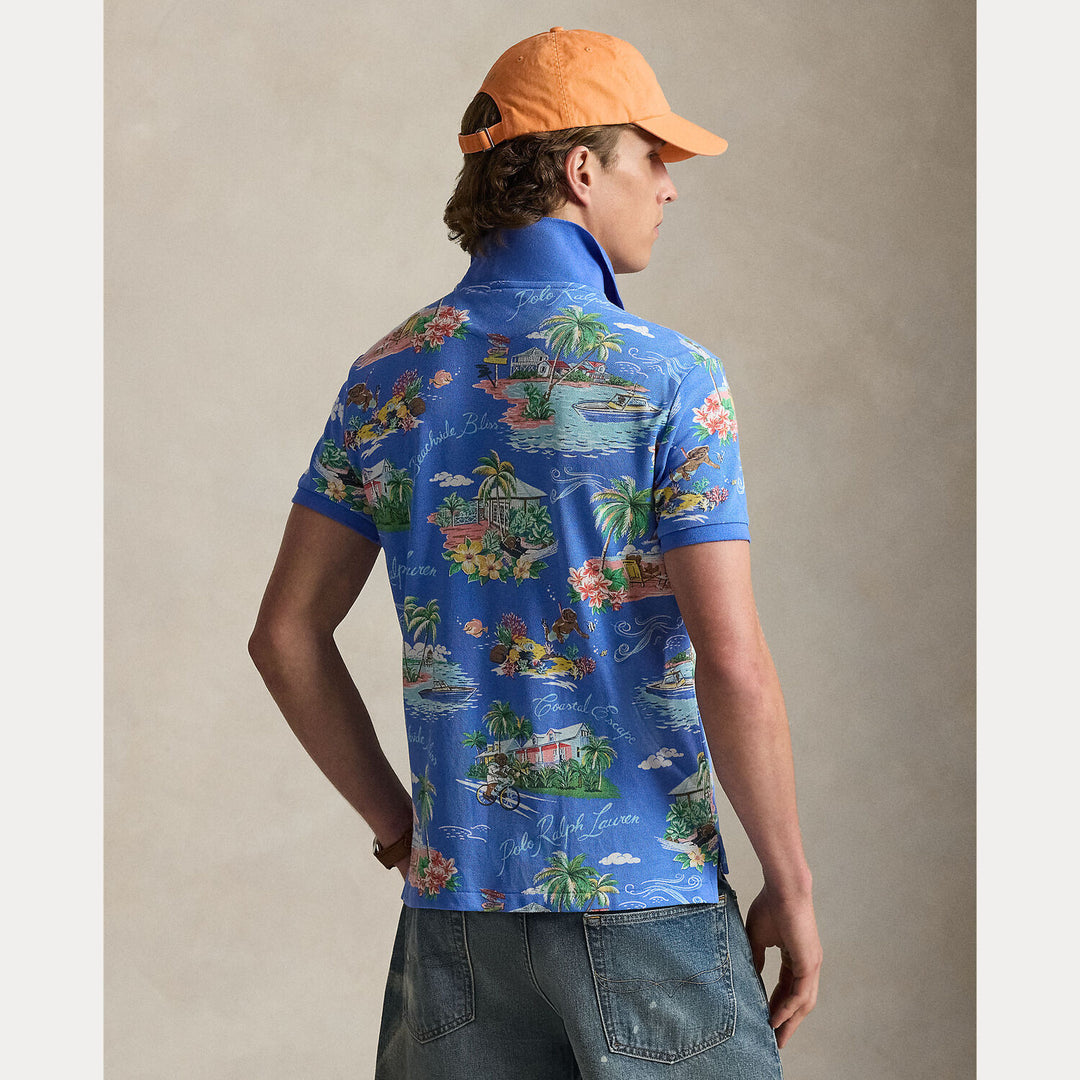 POLO Ralph Lauren Custom Slim Polo Bear Mesh Polo-100% katoen-HEREN POLO'S & T-SHIRTS-Blauw