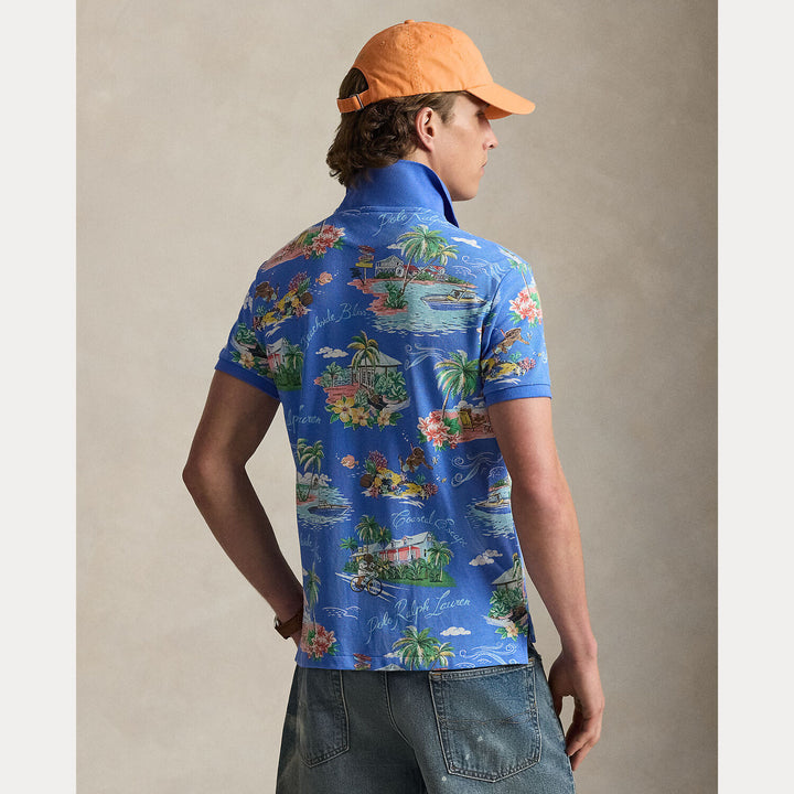 POLO Ralph Lauren Custom Slim Polo Bear Mesh Polo-100% katoen-HEREN POLO'S & T-SHIRTS-Blauw