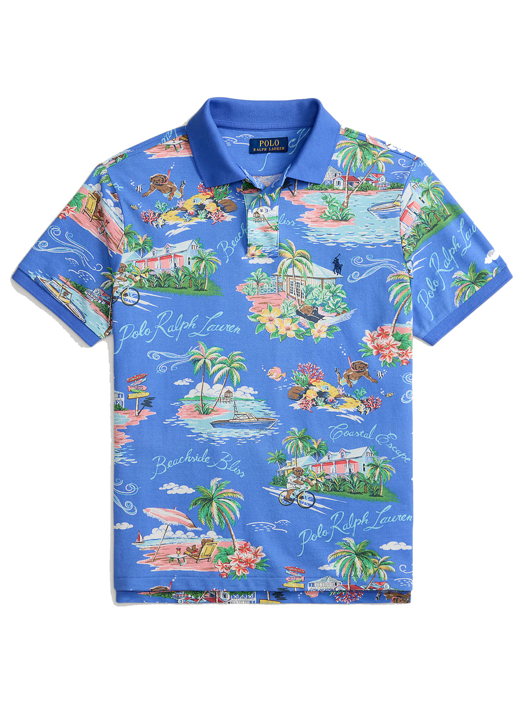 POLO Ralph Lauren Custom Slim Polo Bear Mesh Polo-100% katoen-HEREN POLO'S & T-SHIRTS-Blauw