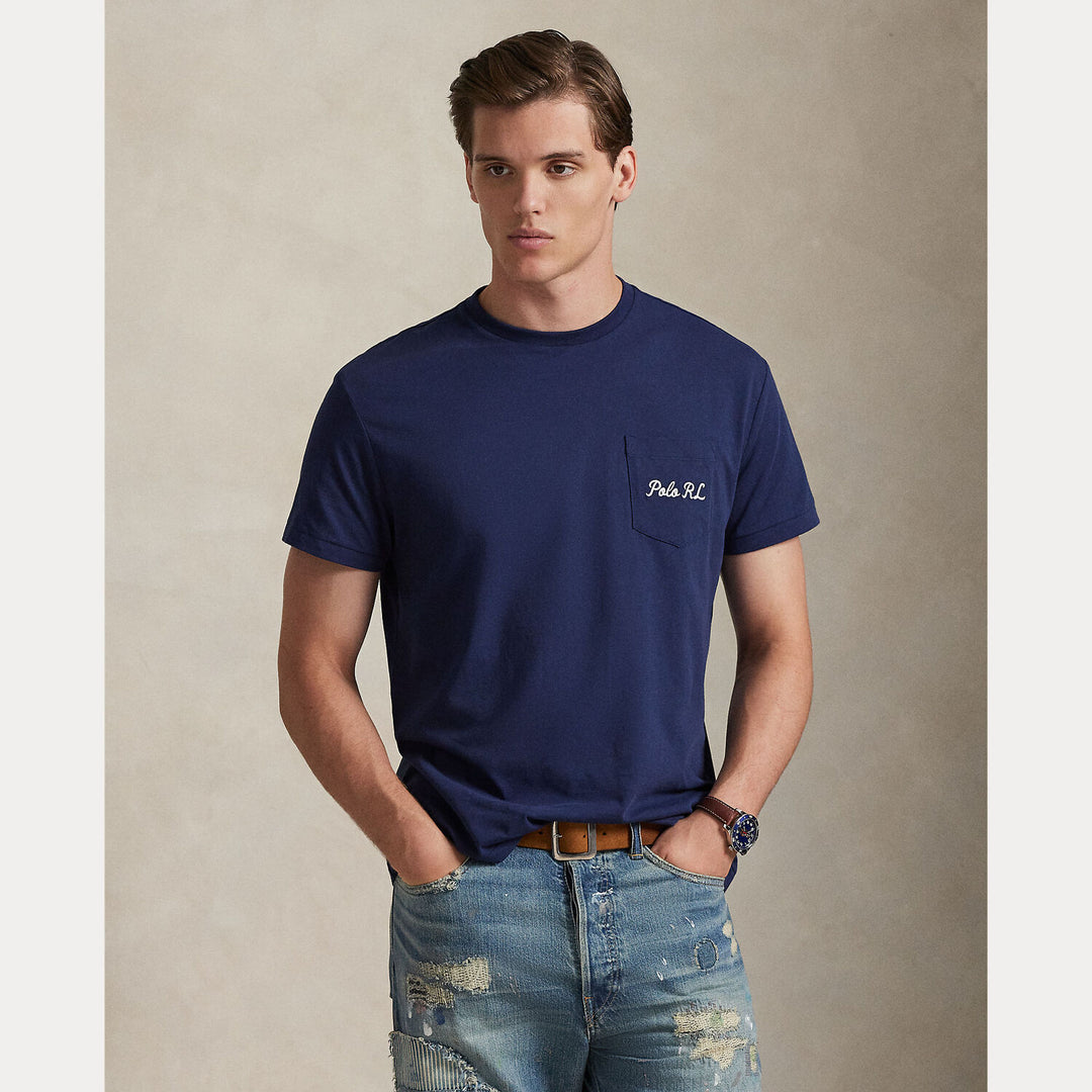 POLO Ralph Lauren Custom slim polo bear T-shirt-100% katoen-HEREN POLO'S & T-SHIRTS-Blauw