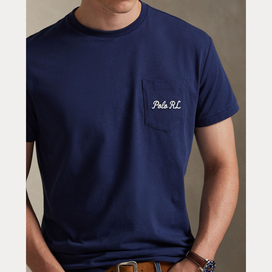 POLO Ralph Lauren Custom slim polo bear T-shirt-100% katoen-HEREN POLO'S & T-SHIRTS-Blauw