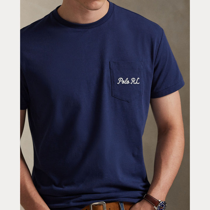 POLO Ralph Lauren Custom slim polo bear T-shirt-100% katoen-HEREN POLO'S & T-SHIRTS-Blauw