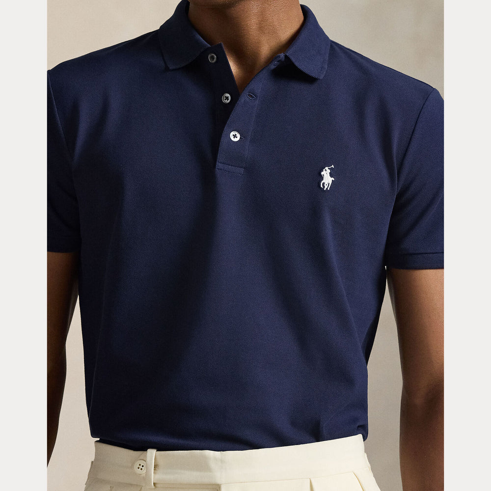POLO Ralph Lauren Custom Slim Stretch Mesh Polo-100% katoen-HEREN POLO'S & T-SHIRTS-Blauw