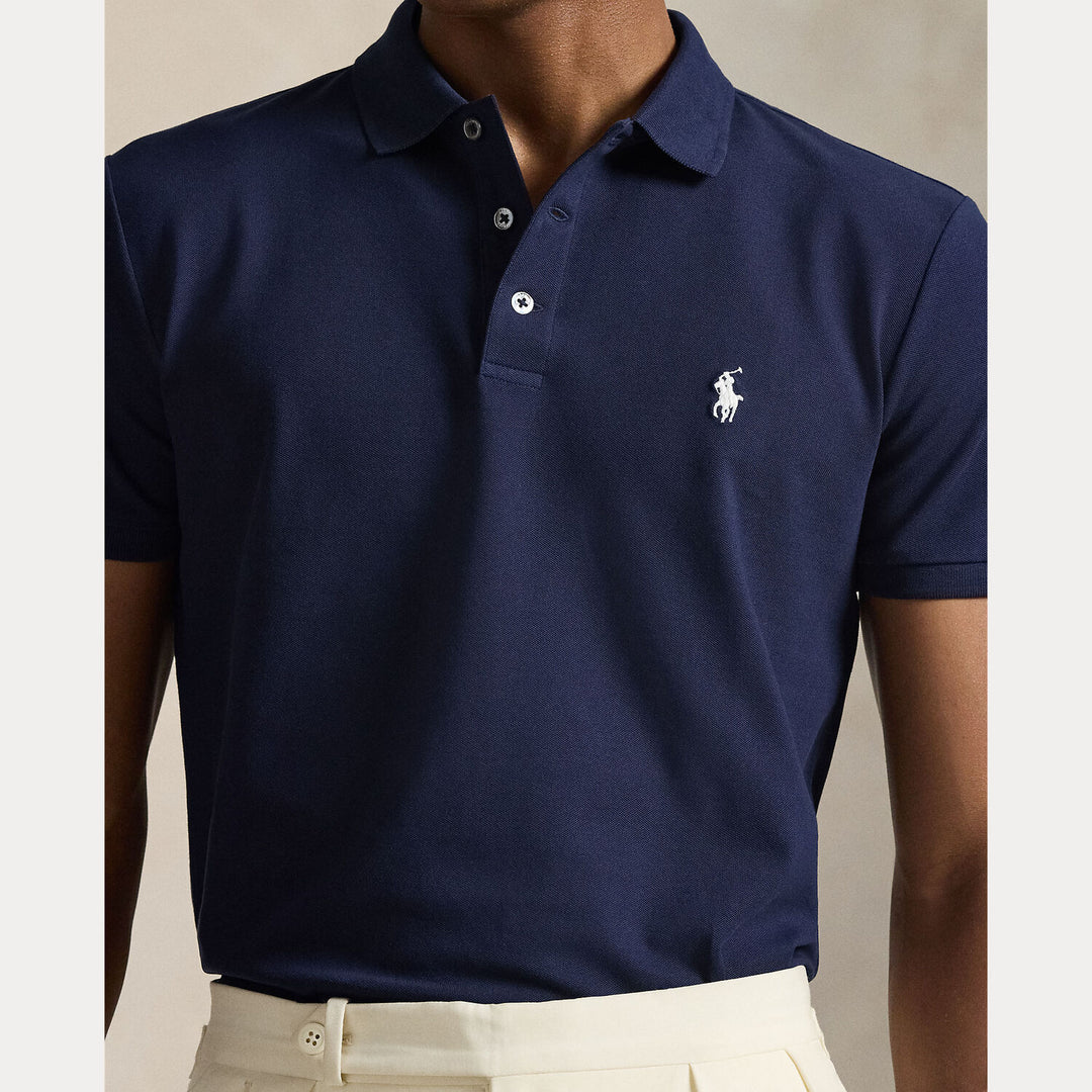 POLO Ralph Lauren Custom Slim Stretch Mesh Polo-100% katoen-HEREN POLO'S & T-SHIRTS-Blauw