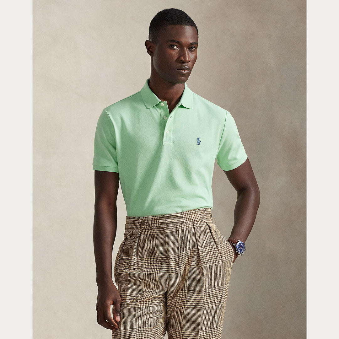 POLO Ralph Lauren Custom Slim Stretch Mesh Polo-100% katoen-HEREN POLO'S & T-SHIRTS-Groen