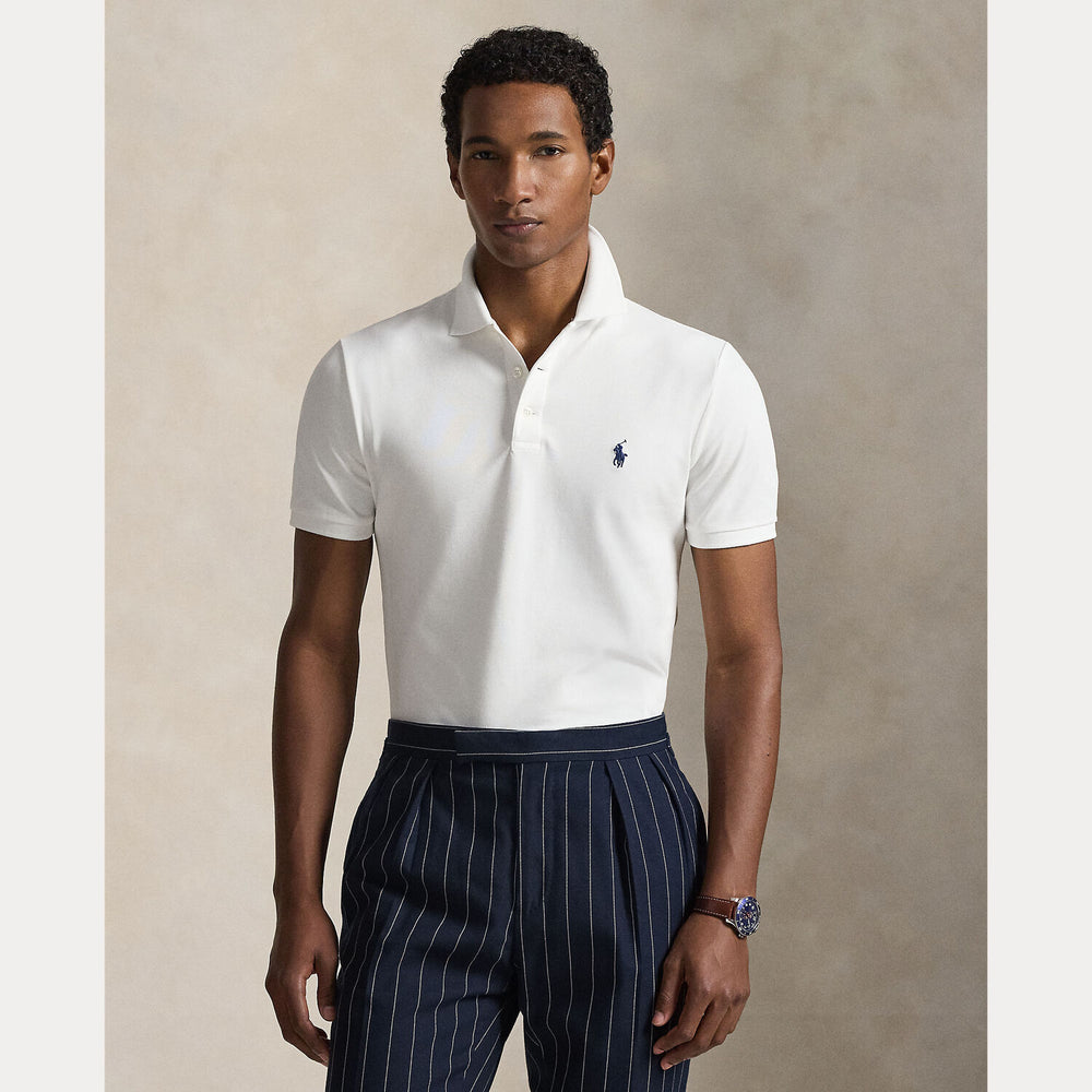 POLO Ralph Lauren Custom Slim Stretch Mesh Polo-100% katoen-HEREN POLO'S & T-SHIRTS-Wit