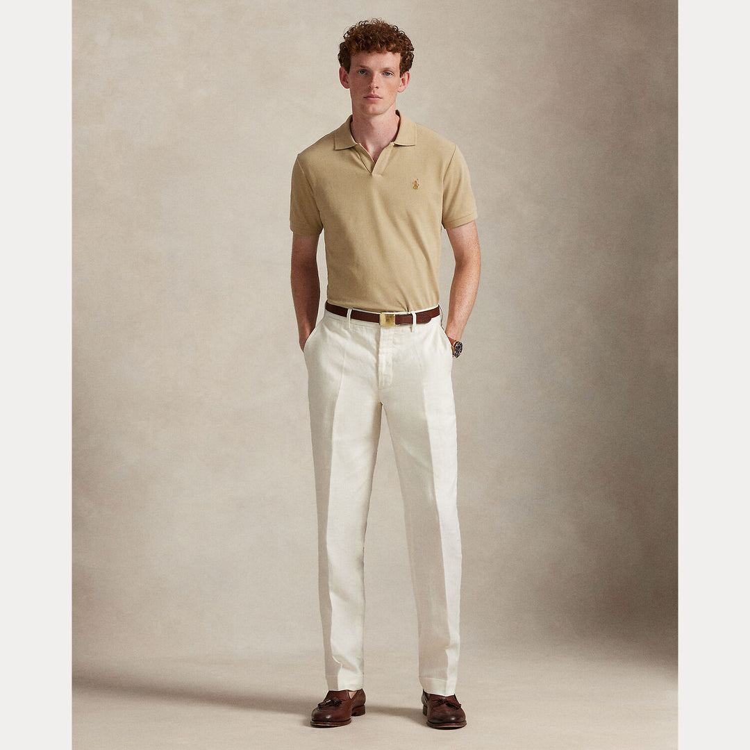 POLO Ralph Lauren Custom Slim Stretch Mesh Polo-95% katoen, 5% elastaan-HEREN POLO'S & T-SHIRTS-Beige