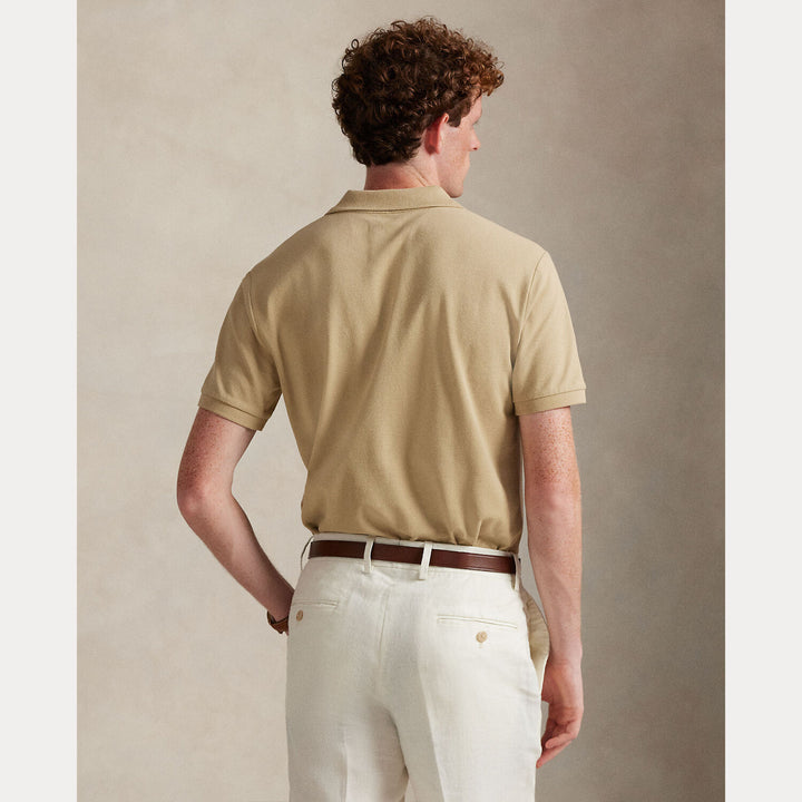 POLO Ralph Lauren Custom Slim Stretch Mesh Polo-95% katoen, 5% elastaan-HEREN POLO'S & T-SHIRTS-Beige