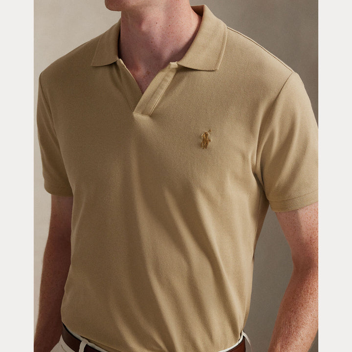 POLO Ralph Lauren Custom Slim Stretch Mesh Polo-95% katoen, 5% elastaan-HEREN POLO'S & T-SHIRTS-Beige
