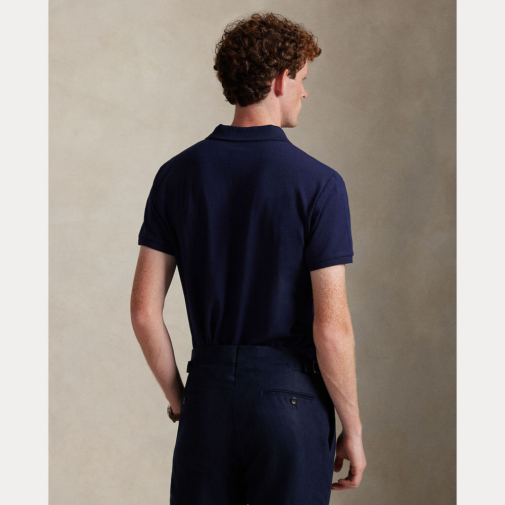 POLO Ralph Lauren Custom Slim Stretch Mesh Polo-95% katoen, 5% elastaan-HEREN POLO'S & T-SHIRTS-Blauw