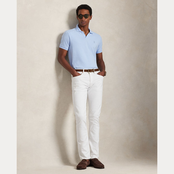 POLO Ralph Lauren Custom Slim Stretch Mesh Polo-95% katoen, 5% elastaan-HEREN POLO'S & T-SHIRTS-Blauw