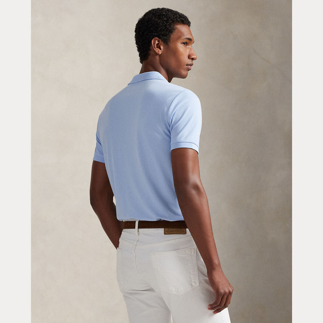 POLO Ralph Lauren Custom Slim Stretch Mesh Polo-95% katoen, 5% elastaan-HEREN POLO'S & T-SHIRTS-Blauw