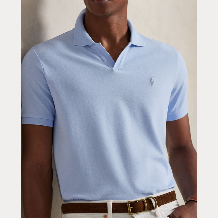 POLO Ralph Lauren Custom Slim Stretch Mesh Polo-95% katoen, 5% elastaan-HEREN POLO'S & T-SHIRTS-Blauw