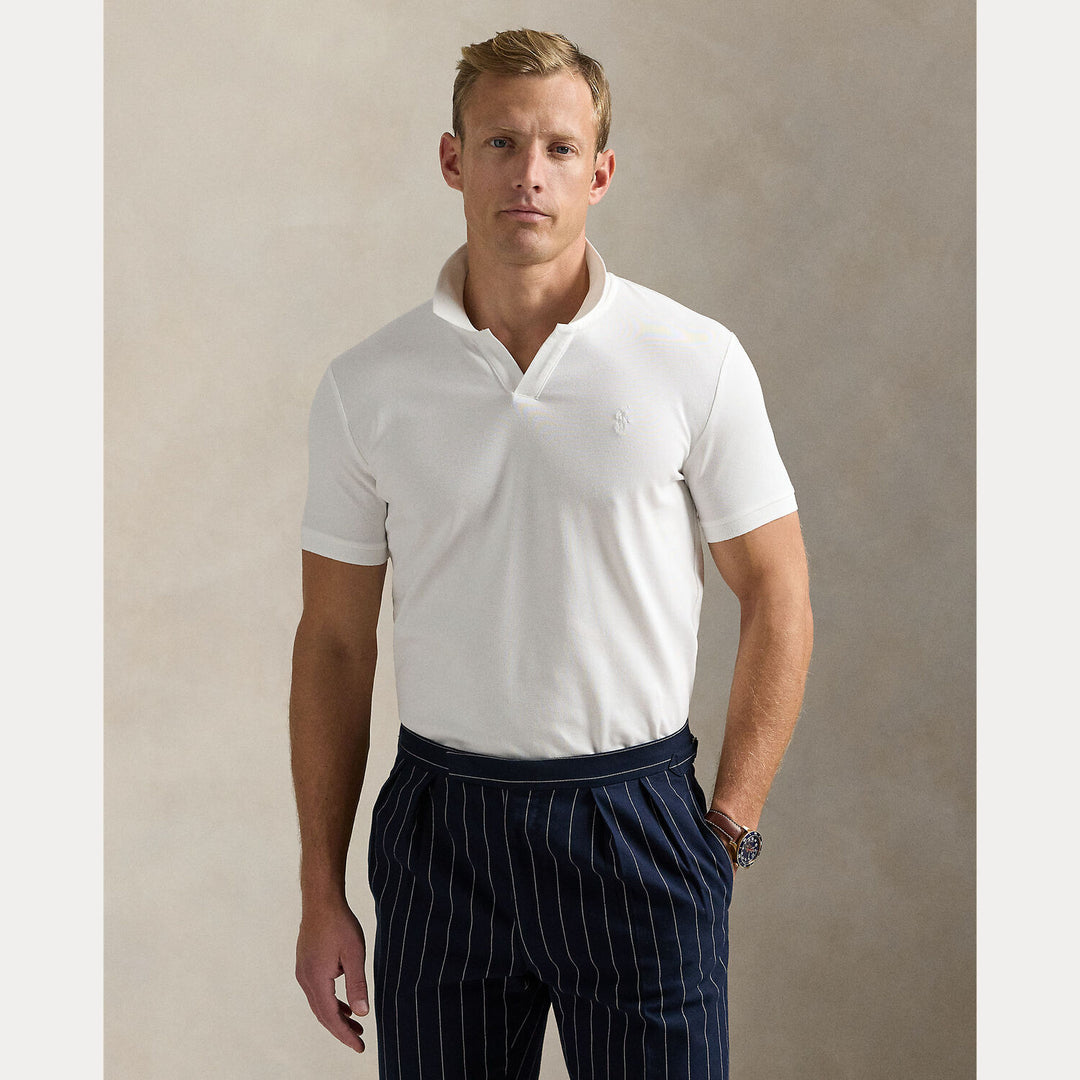 POLO Ralph Lauren Custom Slim Stretch Mesh Polo-95% katoen, 5% elastaan-HEREN POLO'S & T-SHIRTS-Wit