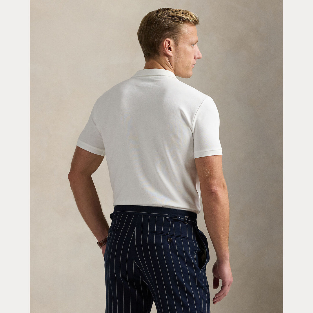 POLO Ralph Lauren Custom Slim Stretch Mesh Polo-95% katoen, 5% elastaan-HEREN POLO'S & T-SHIRTS-Wit