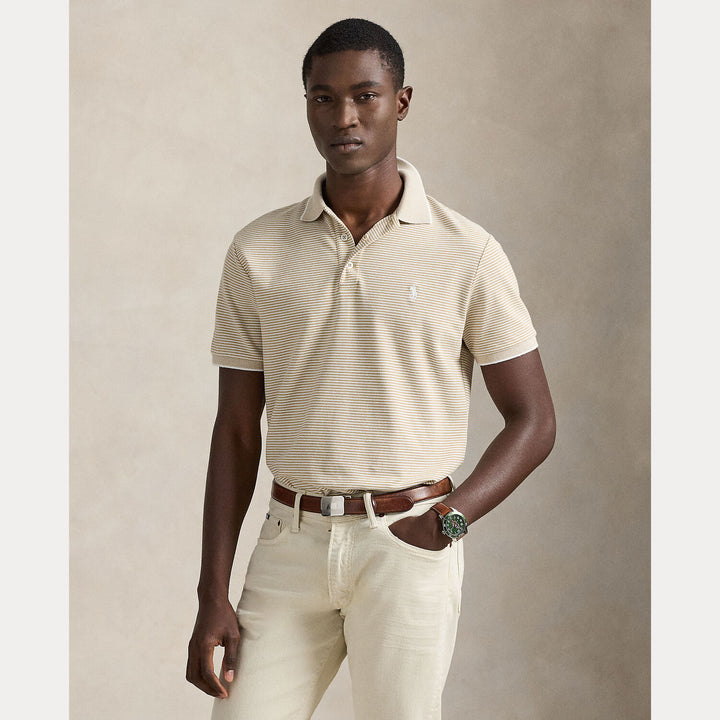 POLO Ralph Lauren Custom Slim Stretch Polo-96% katoen, 4% elastaan-HEREN POLO'S & T-SHIRTS-Beige