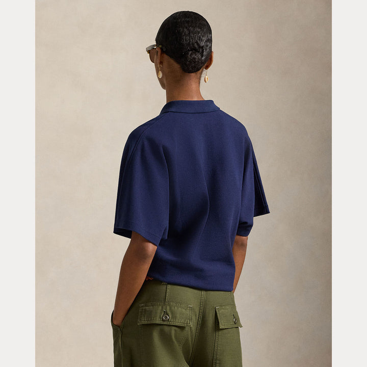 POLO Ralph Lauren – Dolmanmouw Polo Shirt Blauw-100% katoen-DAMES TOPS & BLOUSES-Blauw