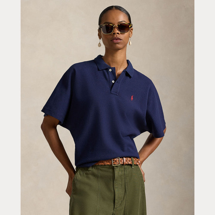 POLO Ralph Lauren – Dolmanmouw Polo Shirt Blauw-100% katoen-DAMES TOPS & BLOUSES-Blauw