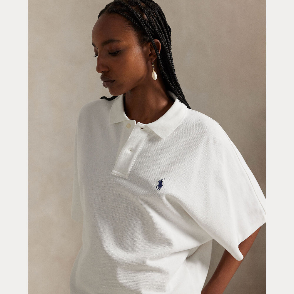 POLO Ralph Lauren – Dolmanmouw Polo Shirt Wit-100% katoen-DAMES TOPS & BLOUSES-Wit