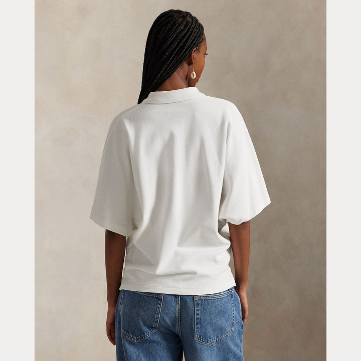 POLO Ralph Lauren – Dolmanmouw Polo Shirt Wit-100% katoen-DAMES TOPS & BLOUSES-Wit