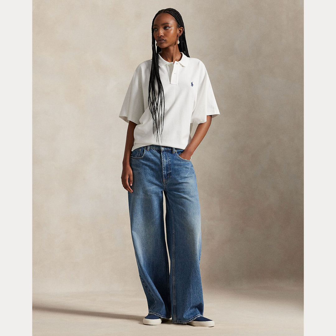 POLO Ralph Lauren – Dolmanmouw Polo Shirt Wit-100% katoen-DAMES TOPS & BLOUSES-Wit