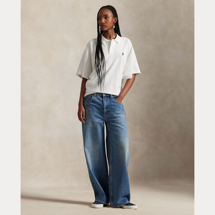 POLO Ralph Lauren – Dolmanmouw Polo Shirt Wit-100% katoen-DAMES TOPS & BLOUSES-Wit