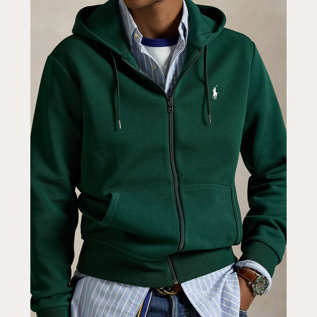 POLO Ralph Lauren Double Knit Hoodie – Groen-66% katoen, 34% polyester-HEREN TRUIEN & VESTEN-Groen