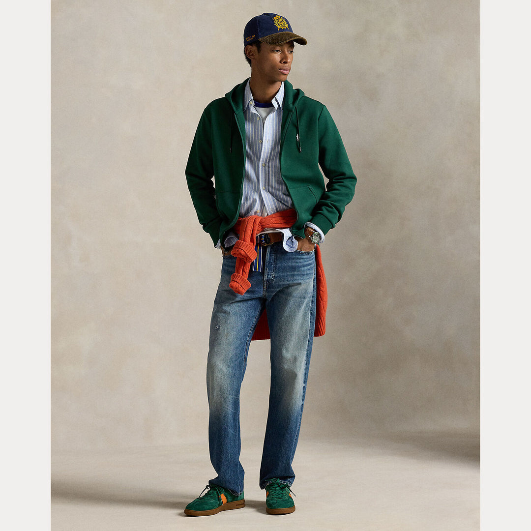 POLO Ralph Lauren Double Knit Hoodie – Groen-66% katoen, 34% polyester-HEREN TRUIEN & VESTEN-Groen