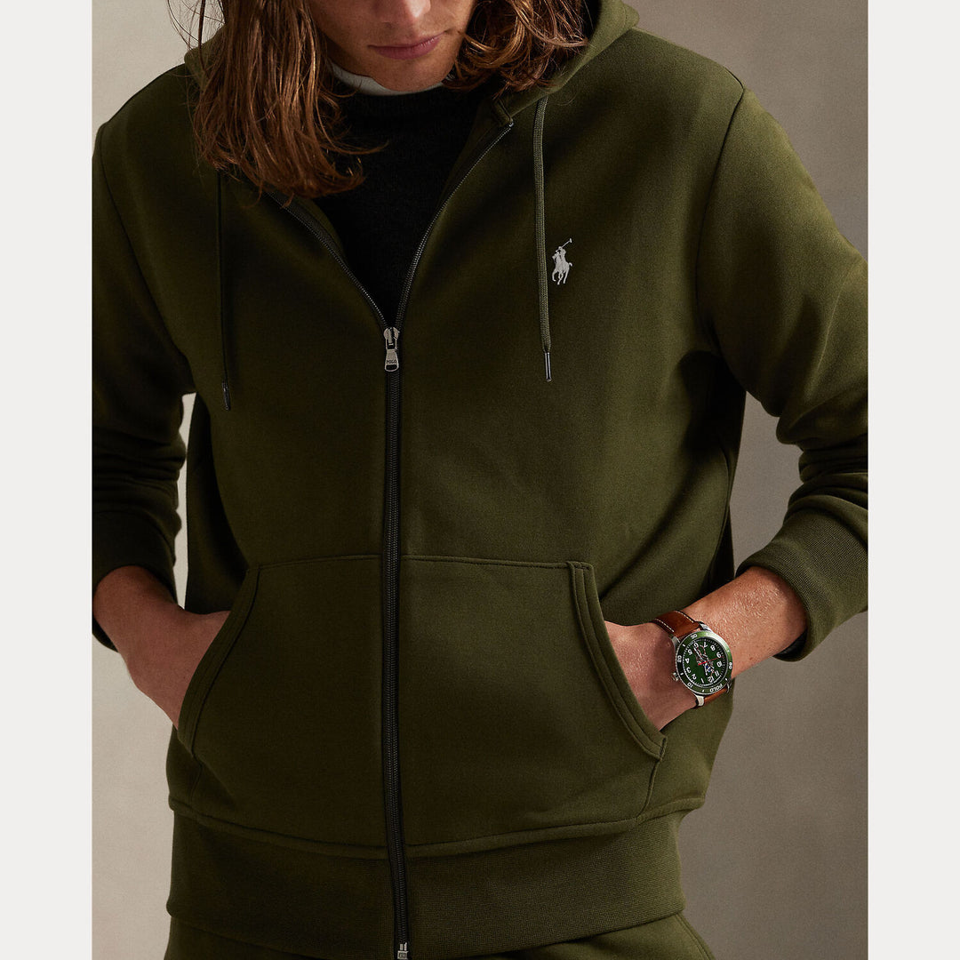 POLO Ralph Lauren Double Knit Zip Hoodie-66% katoen, 34% polyester-HEREN TRUIEN & VESTEN-Groen