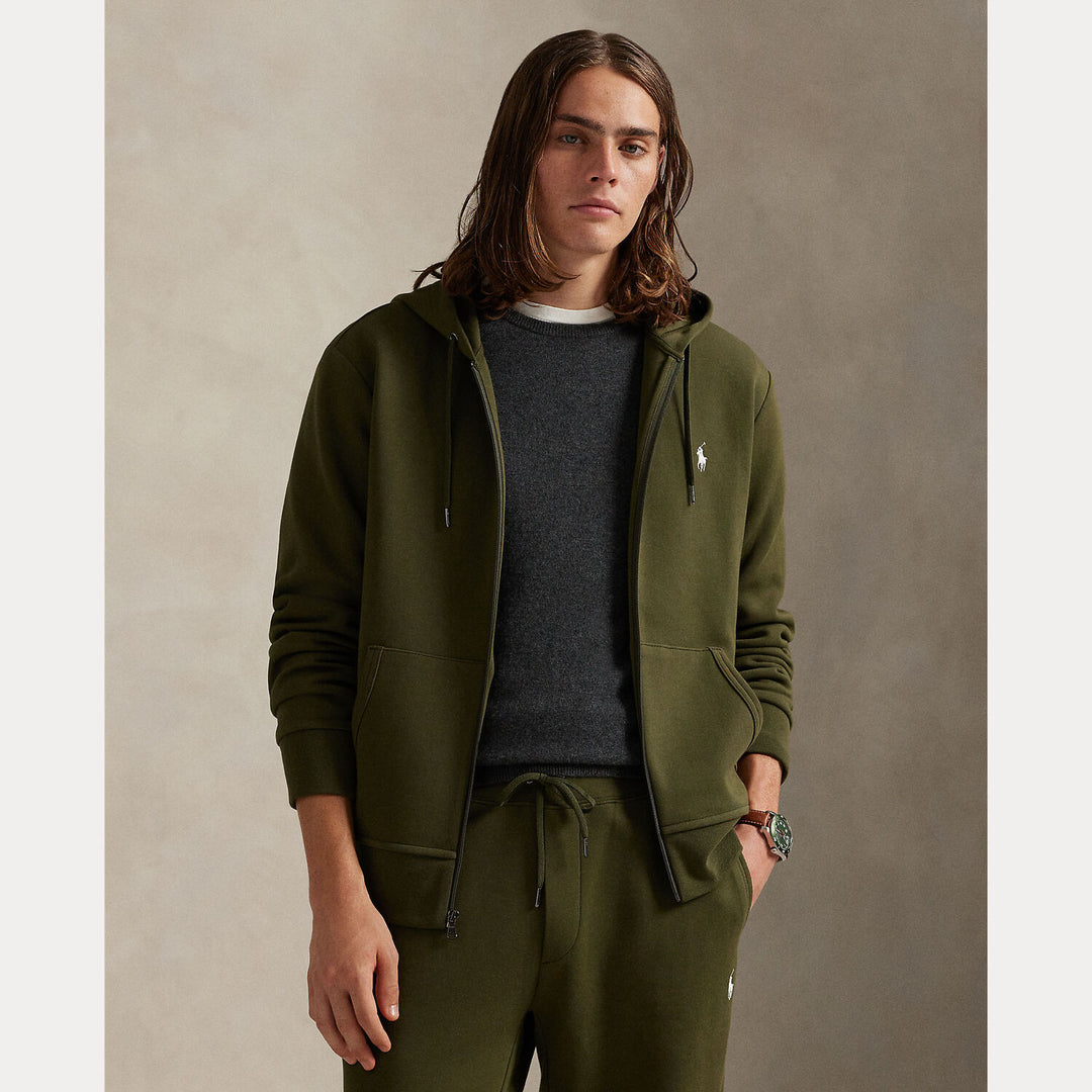 POLO Ralph Lauren Double Knit Zip Hoodie-66% katoen, 34% polyester-HEREN TRUIEN & VESTEN-Groen