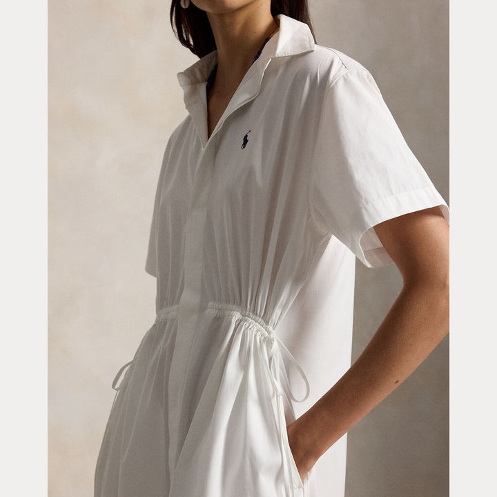 POLO Ralph Lauren Drawstring midi jurk – Wit-100% katoen-DAMES JURKEN-Wit