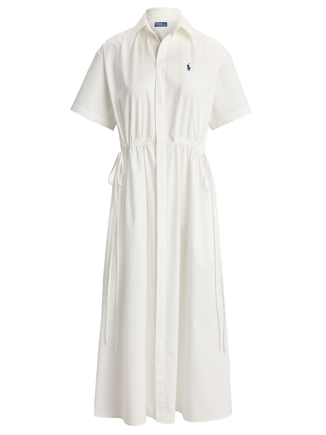 POLO Ralph Lauren Drawstring midi jurk – Wit-100% katoen-DAMES JURKEN-Wit