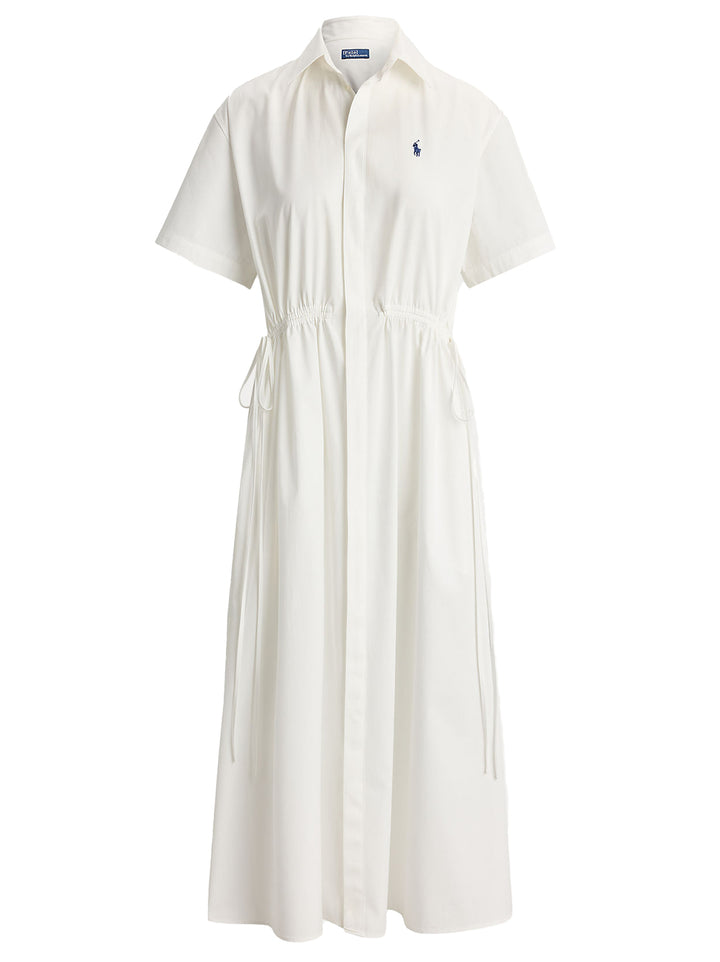 POLO Ralph Lauren Drawstring midi jurk – Wit-100% katoen-DAMES JURKEN-Wit