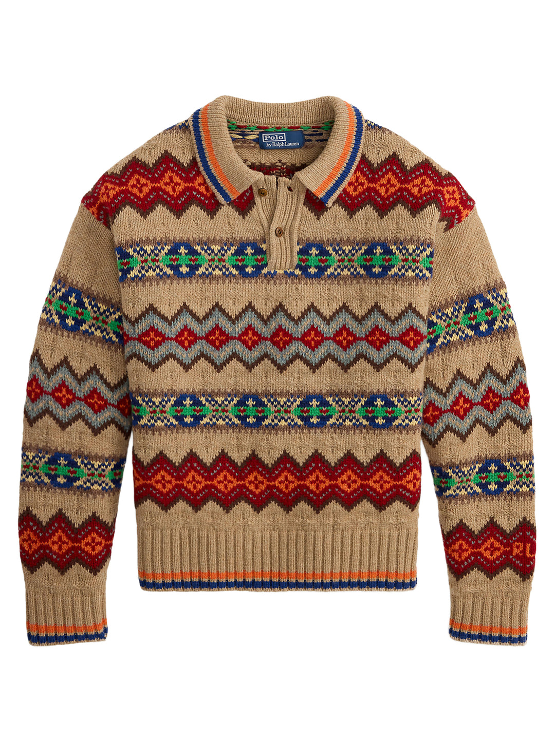 POLO Ralph Lauren Fair Isle Polo Trui – Bruin-93% wol, 6% katoen, 1% alpacawol-HEREN TRUIEN & VESTEN-Bruin