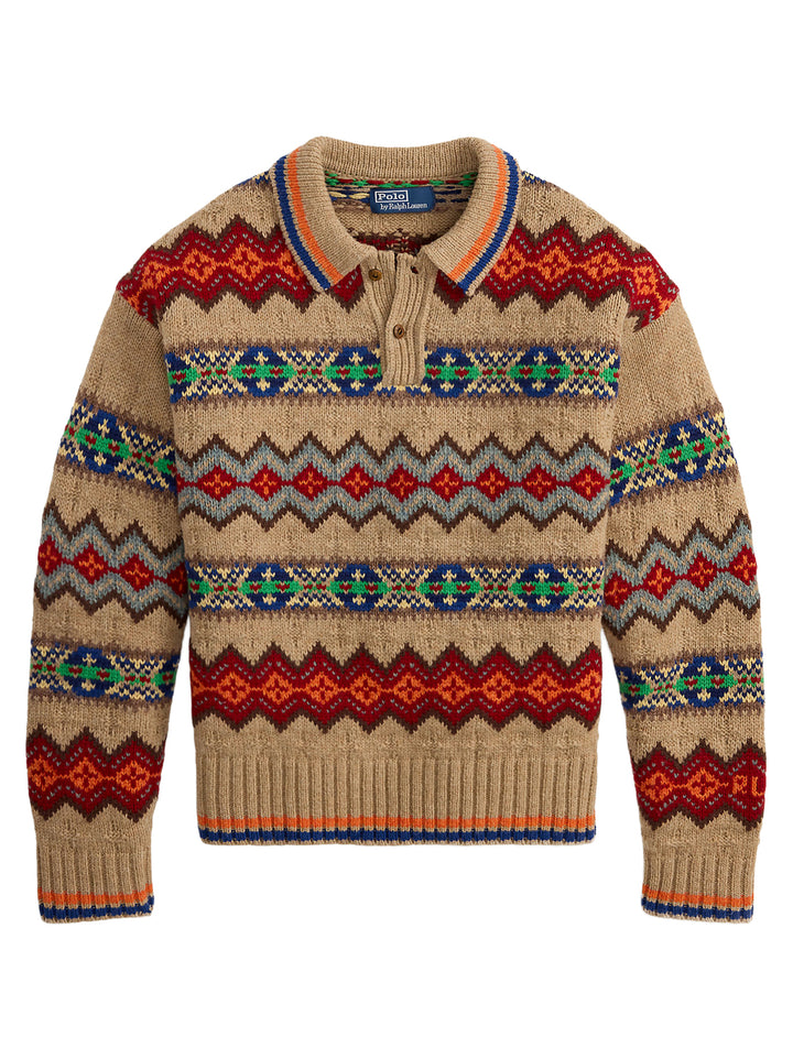 POLO Ralph Lauren Fair Isle Polo Trui – Bruin-93% wol, 6% katoen, 1% alpacawol-HEREN TRUIEN & VESTEN-Bruin