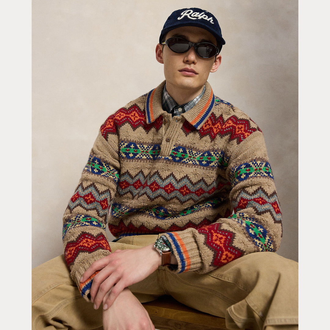 POLO Ralph Lauren Fair Isle Polo Trui – Bruin-93% wol, 6% katoen, 1% alpacawol-HEREN TRUIEN & VESTEN-Bruin