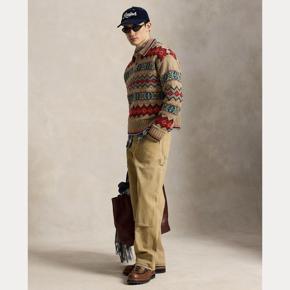POLO Ralph Lauren Fair Isle Polo Trui – Bruin-93% wol, 6% katoen, 1% alpacawol-HEREN TRUIEN & VESTEN-Bruin