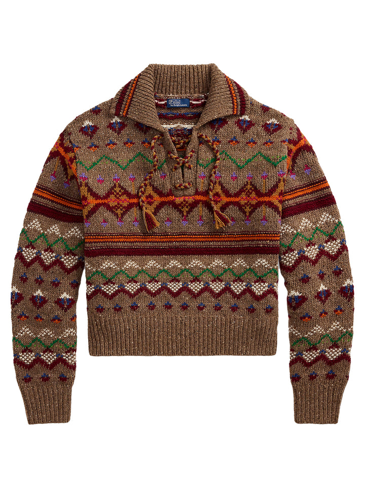 POLO Ralph Lauren Fair Isle Pullover – Rood-100% wol-DAMES TRUIEN & VESTEN-Rood