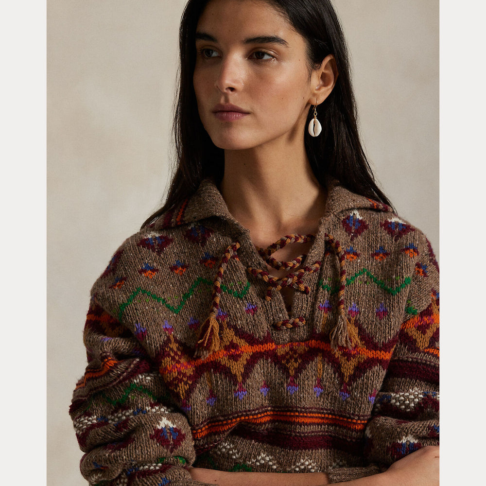 POLO Ralph Lauren Fair Isle Pullover – Rood-100% wol-DAMES TRUIEN & VESTEN-Rood