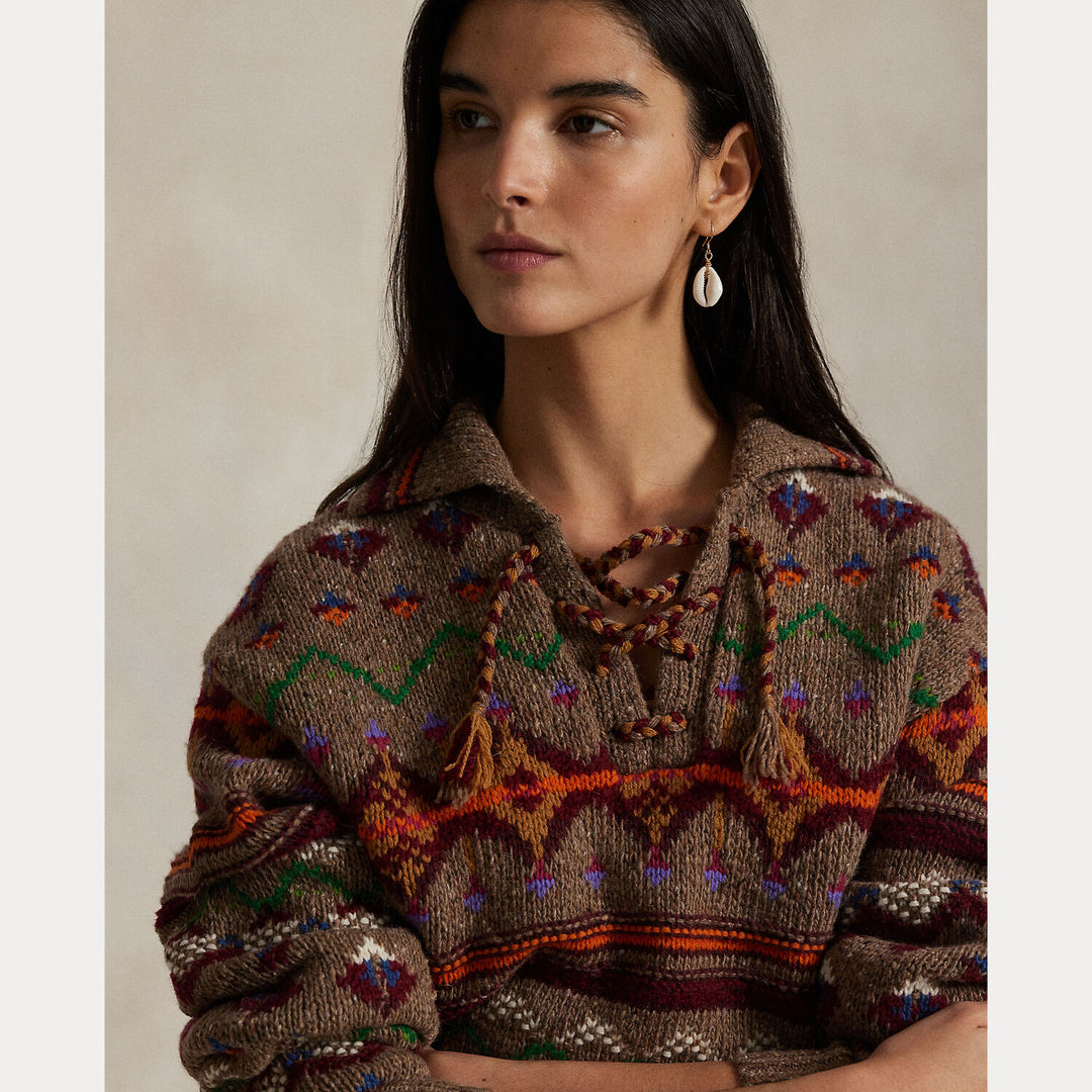 POLO Ralph Lauren Fair Isle Pullover – Rood-100% wol-DAMES TRUIEN & VESTEN-Rood