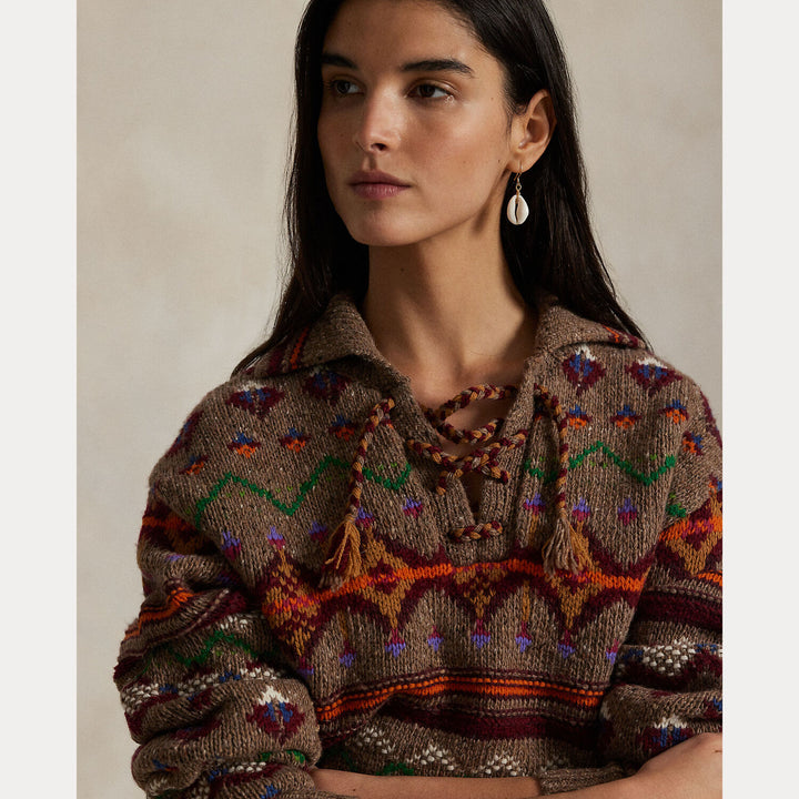 POLO Ralph Lauren Fair Isle Pullover – Rood-100% wol-DAMES TRUIEN & VESTEN-Rood