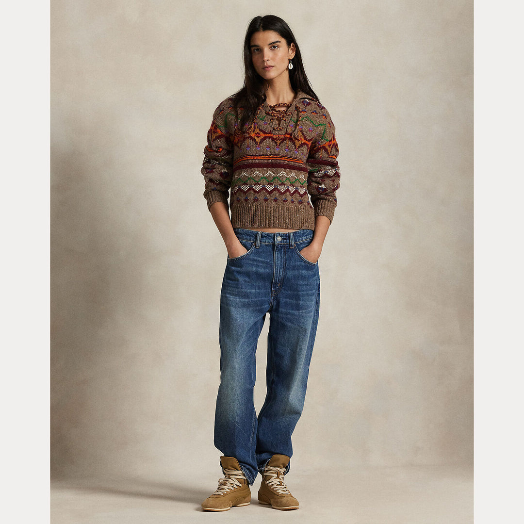 POLO Ralph Lauren Fair Isle Pullover – Rood-100% wol-DAMES TRUIEN & VESTEN-Rood