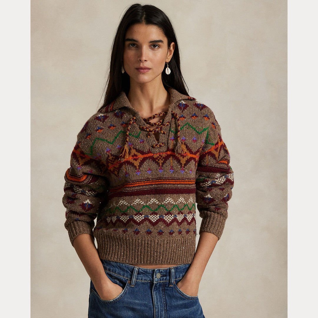 POLO Ralph Lauren Fair Isle Pullover – Rood-100% wol-DAMES TRUIEN & VESTEN-Rood