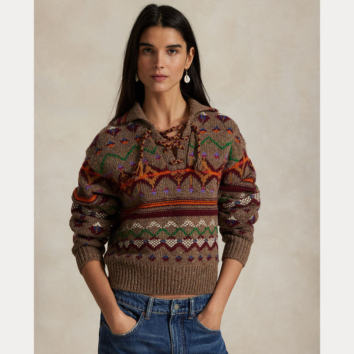 POLO Ralph Lauren Fair Isle Pullover – Rood-100% wol-DAMES TRUIEN & VESTEN-Rood